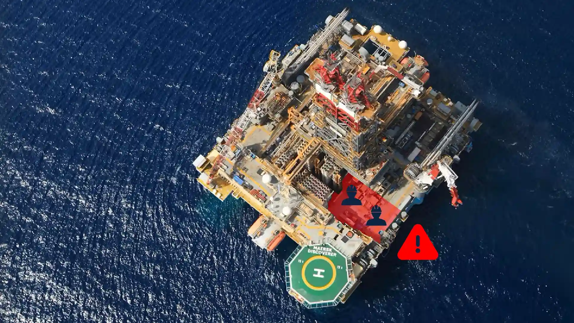 Aerial view of a semi-submersible drilling rig